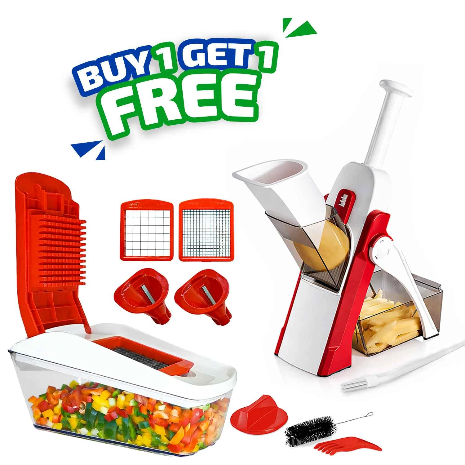 AEX 4 in 1 Vegetable Chopper with Free Mandoline Slicer Manual Food Cutter