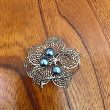 Japanische Retro Brosche Perle ca. 4,5 cm