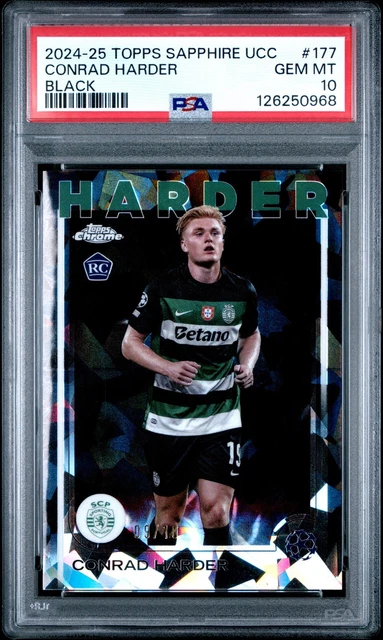 2024-25 Topps Sapphire UCC Conrad Harder Black Refractor /10 PSA 10 Pop 1 #177