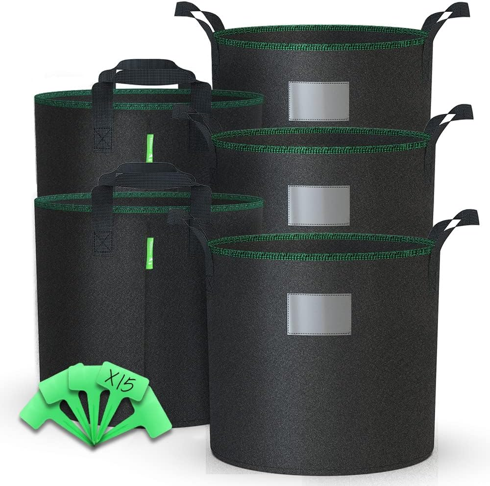 ® Pack of 5 Plant Grow Bags for Vegetables 6 Gallon Potato Growing Kit, Non-Wove