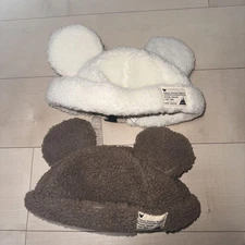 okyo Disney Resort Cap Boa Fluffy White Beige Hat Ears Headband Mickey 2set jp