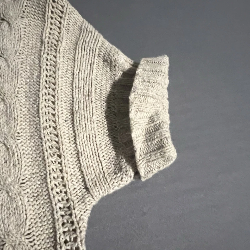 Suéter Jersey Tejido con Cable Manga Corta Cuello Redondo Vintage Y2K Hollister XS Beige Foto 2 de 4