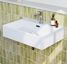 Horow Hängewaschbecken Weiß Keramik Waschbecken Aufsatzwaschbecken