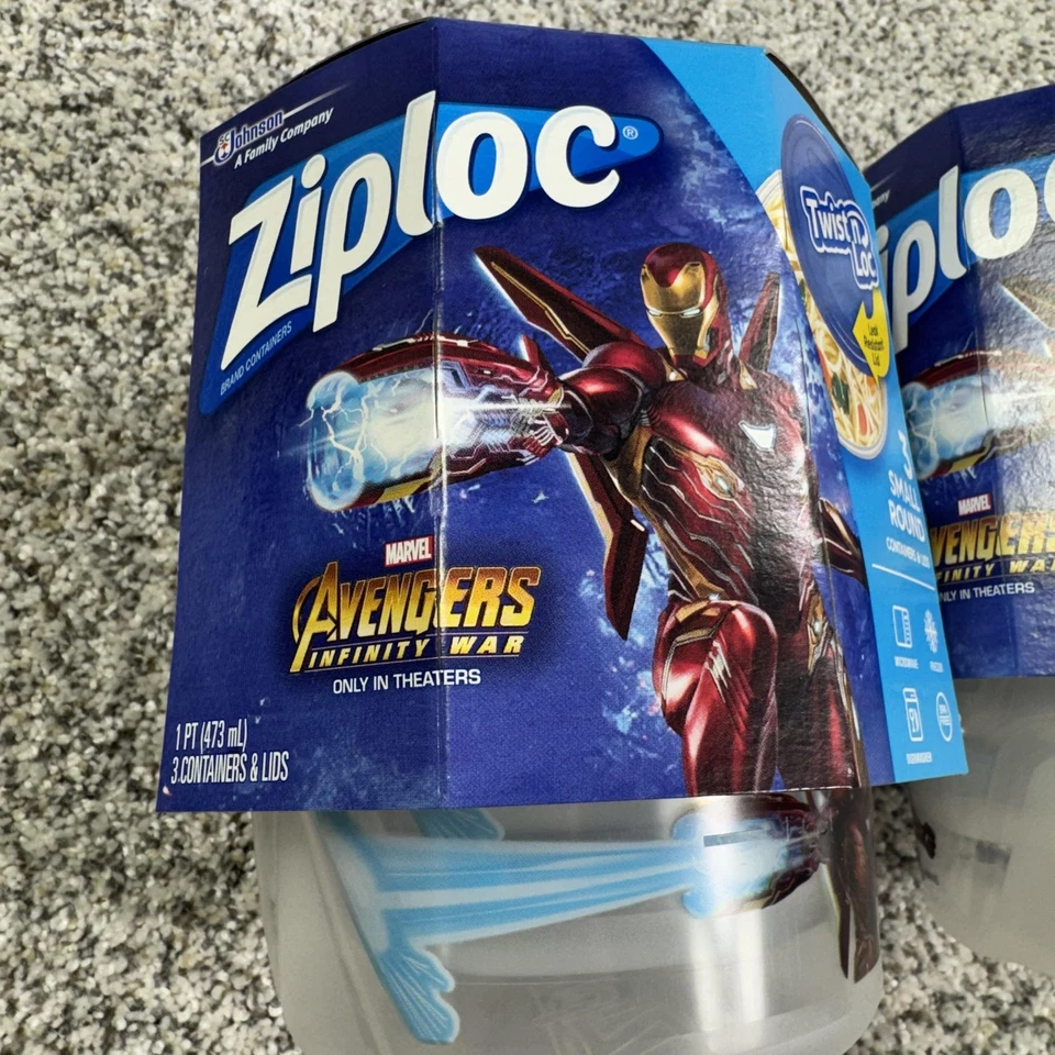 Pequeños contenedores redondos Ziploc Twist n Loc Marvel Avengers Infinity War 2 paquetes N Foto 2 de 4