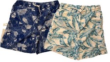 Janie And Jack Boys Size 16 Lot of 2 Pair Swimsuits Palm Leaves Blue UPF 50 New
