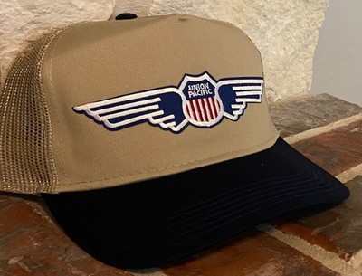 Cap / Hat -(Khaki/Navy with mesh back) Union Pacific Wings (UP) #22332 -NEW