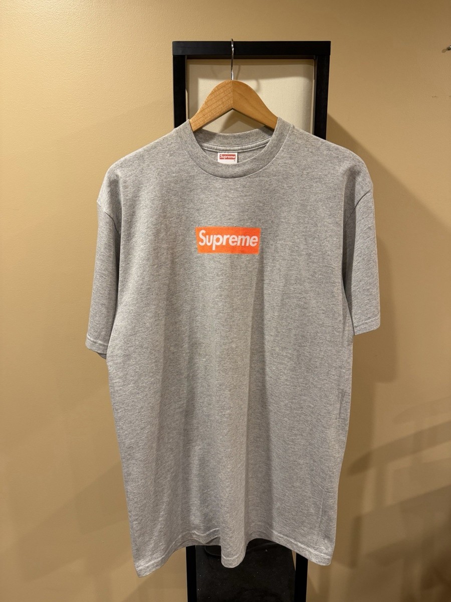 Supreme Box Logo Safety Orange early 2000s Grey T-Shirt | eBay