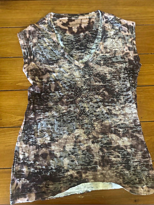 Calvin Klein Performance Women s XS Mesh V-Neck Top Abstract Multicolor