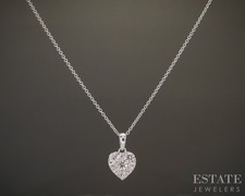 14k White Gold Natural .25ctw Diamond Heart Ladies Necklace 2.0g 18"L p18785