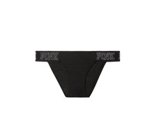 Victoria's Secret PINK Logo Bikini Panty Lurex Black