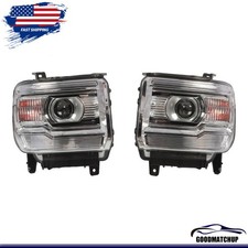 For 2014-2019 GMC Sierra 1500 2500 3500 Pair Halogen HeadLights W/O LED DRL