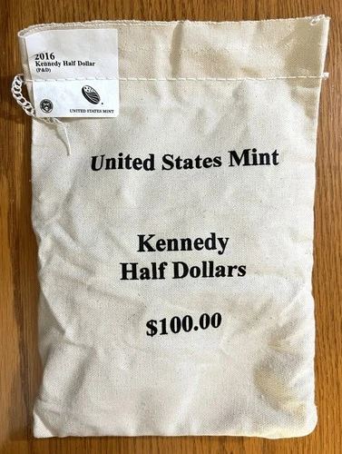 2016 Kennedy $100 (200 Coins) Uncirculated Half Dollars in Sealed US Mint Bag