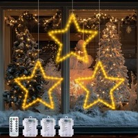 Weihnachtsbeleuchtung Fenster 3 StüCk 120LED Warmweiß Stern Deko 8 Modi Timer