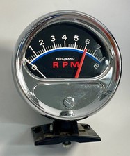 Vintage 8000 Rpm Chrome Tachometer - Black Face Blue Line Rat Rod Chevelle Chevy Vintage 8000 Rpm Chrome Tachometer - Black Face Blue Line Rat Rod Chevelle Chevy