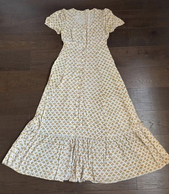 Vintage India Imports Rhode Island Adini Cotton Floral Maxi Dress Size M