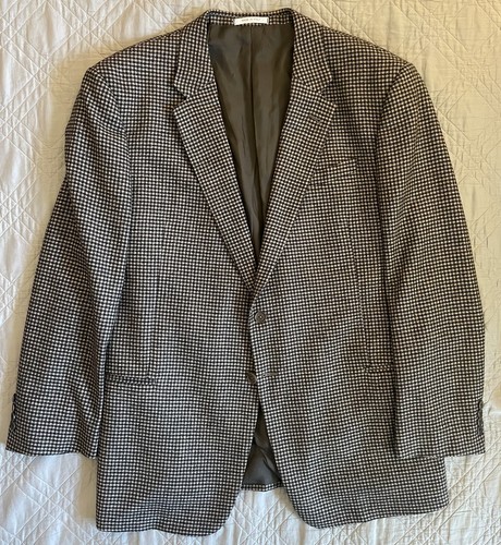 ARMANI COLLEZIONI Made in Italy Check Wool Flannel Giorgio Jacket in Black 44 R