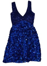 Luxgal Royal Blue Sequin Prom Dress V Neck Size 2 Made In India 25x12