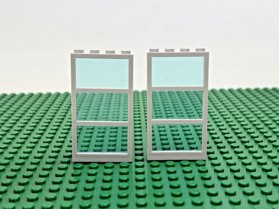2 LEGO Lt Bluish Gray Door 1x4x6 3 Panes Fixed Trans-Lt Blue Glass 10159#6160c03