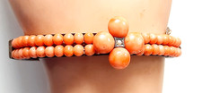 SILBER  ARMBAND ° 800 / ooo ° KORALLEN ° Saatperle ° Antikschmuck ° Meistermarke