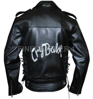 Johnny Depp Cry Baby Motorcycle Style Men's Real Leather Jacket CHRISTMAS SALE