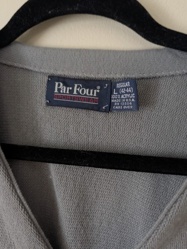 Vintage Grunge 90s Cardigan Large Grey Button Front Knit Sweater Kurt Retro - Picture 4 of 9