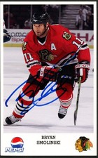 Bryan Smolinski signed autograph 5x7 Photo Card Chicago Blackhawks Player Pepsi