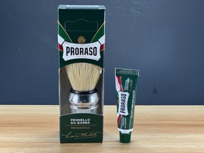 Proraso Shaving Brush+Travel Size Eucalyptus Shaving Cream Tube 10ml