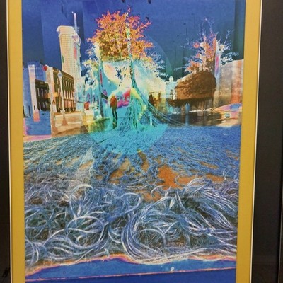 Paul Buckley signed Urban Abstract ''Blue Rope'' 27''X22'' pro framing 1 of 1