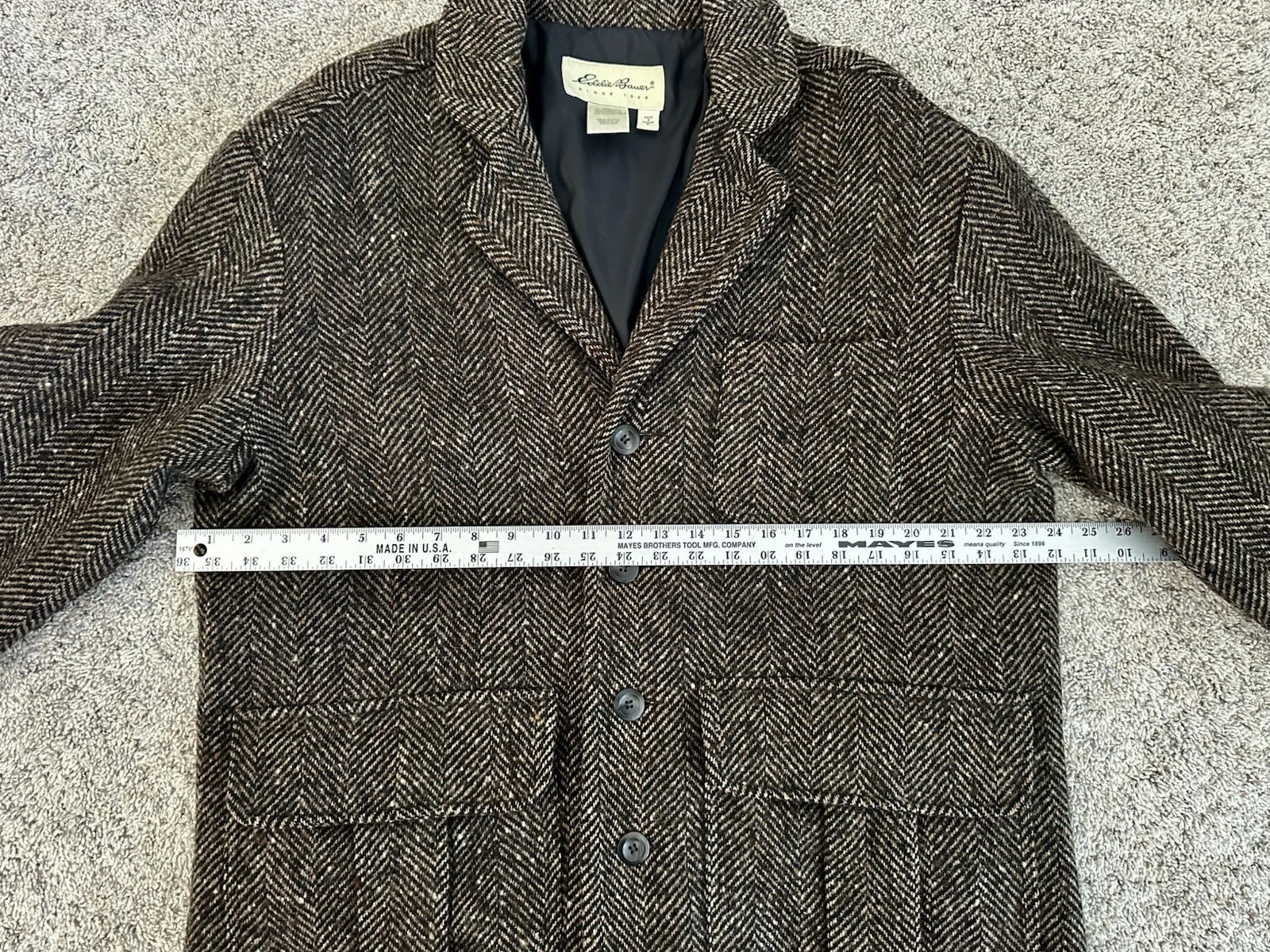 Vintage Eddie Bauer Herringbone Wool-Blend Jacket — Made in USA - product detail image 7