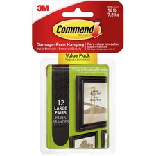 Command Strips 17206-BLK-12ES Picture Hanging Strips Black - Pack of 12 1.70 per strip
