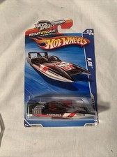 Hot Wheels 2010 HW Garage 9/10 #77 H2GO Black/White/Red Speedboat Chrome 5 Spoke
