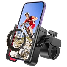 Black Portable Motorcycle Phone Mount 360 Rotation Quick Clamp for All Phones