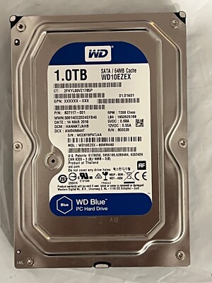 WD 3.5'' Internal Hard Drive 1TB 7200 RPM 64MB Cache WD10EZEX