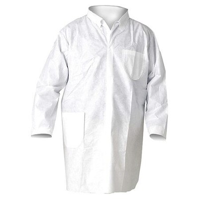 Kleenguard 42201 Breathable Lab Coat, Xs, Fabric, Snaps, Elastic Cuff, Serged