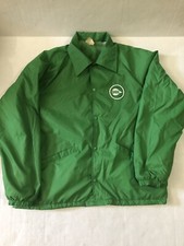 Vintage Green Cargill Seed Fleece Lined Nylon Farm Jacket Sz L Aubuan USA