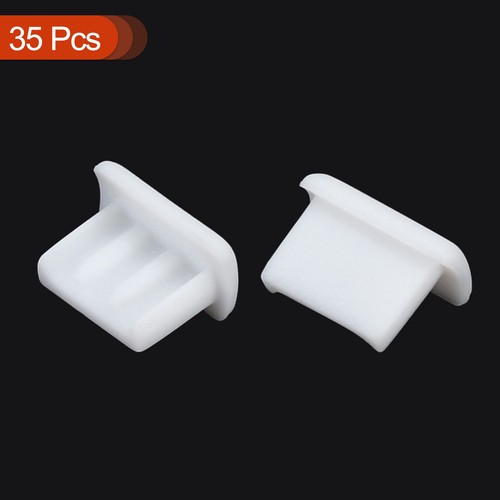 35pcs Phone Mini USB Port Plugs Covers Dust Protector for Mini USB End, White - Photo 3/4