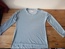 Ladies Light Blue Ribbed Pyjama Top Lounging Around in Top size Large approx 22"