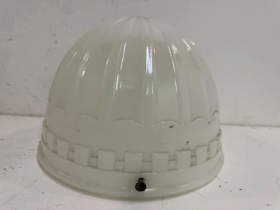 Antique 1913 Brascolite Milk Glass Pendant Greek Keys Light Shade Fixture - Image 4 of 4