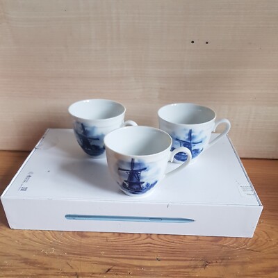Vintage Delft Blauw 3 Mini Kaffeetassen handbemalt Made in Holland 