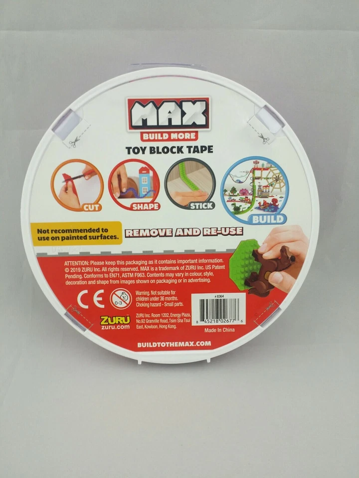 Zuru Max Build Juguete CINTA BLOQUE 4 Tachuelas Ancho Rosa Lila 2M/6.5Ft Compatible con Ladrillos Foto 4 de 4