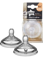 Tommee Tippee Closer to Nature Baby Bottle Clear Nipples Fast Flow 6M  2 Count