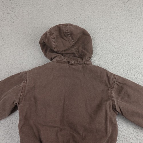 WALLS Blizzard Pruf Jacket Youth XS 4/5 Brown Canvas Duck Full Zip Hood Lined - Picture 10 of 13