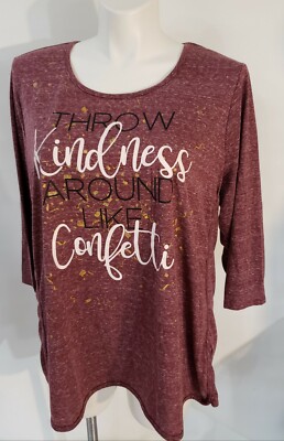 New! LA Threads Womens Plus 2XL Shirt ''Throw Kindness Around Like Confetti'' 