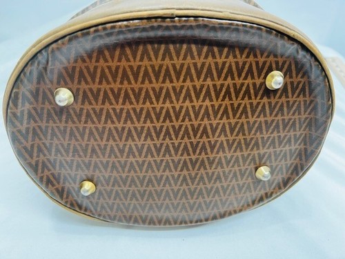 Authentic Mario Valentino Shoulder Bucket Brown PVC Leather Made In Italy(V35) - Picture 4 of 8