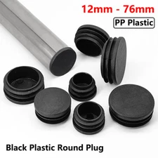 Black Round Plastic Blanking End Cap Caps Tube Pipe Inserts Plug Bung 12mm-76mm