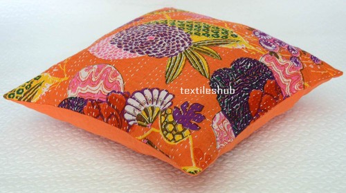 18 x18 Inches Cushion Cover India Handmade Floral Cotton Kantha Pillow Covers UK - Picture 28 of 53
