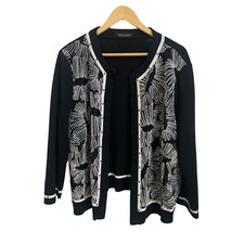 Ming Wang white black embroidered blazer Medium