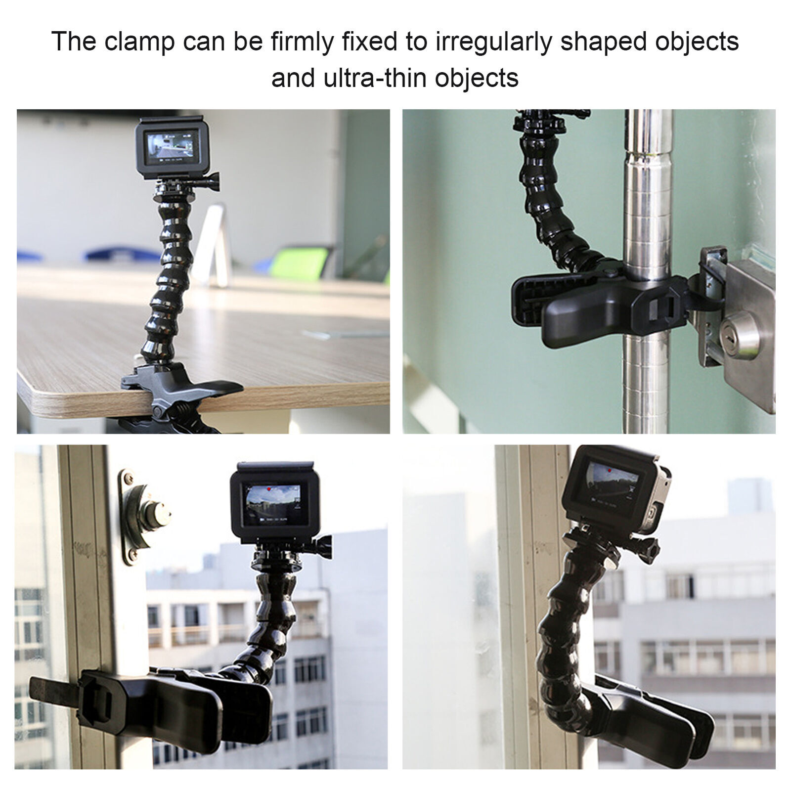 Action Camera Flexible Clamp Mount with Adjustable 8 Section Gooseneck Set-image