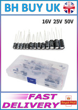 Image of 120 x ELECTROLYTIC CAPACITOR 16V 25V 50V ALUMINIUM KIT, 12 VALUES 1uF-470uF DIP