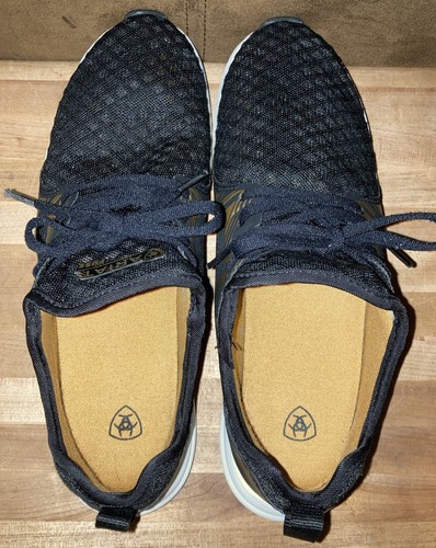 Ariat Fuse Women's Sneakers #8.5B Black Gold Striped Mesh Athletic Running Shoes - Picture 7 of 13
